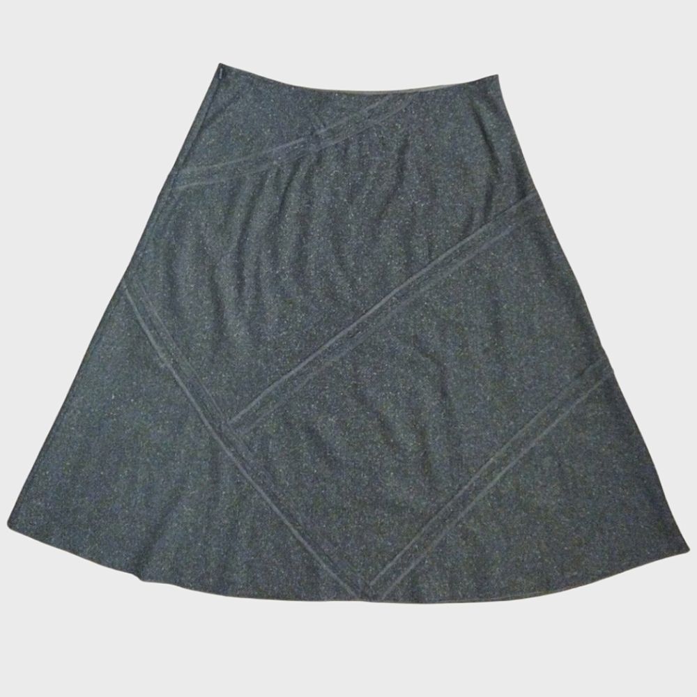 Isda & Co. Herringbone Tweed A-Line Midi Skirt, Size 10, Grayish in Color NWT